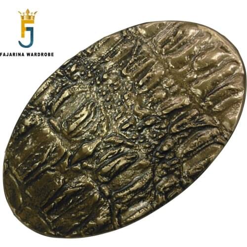 FAJARINA Mens Design 3D Crocodile Line Pattern Slide Cowboy Styles Solid Brass Belt Buckle Only for 3.6-3.9cm Wide Belts BCK031