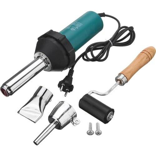 220V 1080W Hot Air Torch Plastic Welding Gun Pencil Tip Nozzle Flat Tip Pressure Roller Heat Gun Kit Welding Tool Plastic Welder