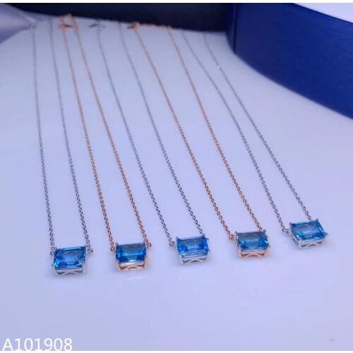 KJJEAXCMY boutique jewelry 925 sterling silver inlaid Natural blue topaz pendant female necklace support test