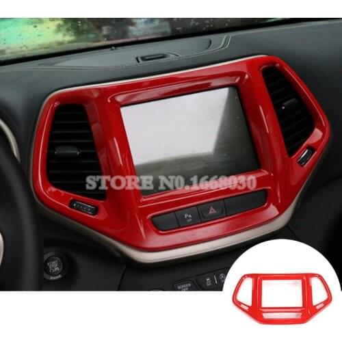 Red Interior Console GPS Navigation Panel Cover 1pcs For Jeep Cherokee 2014-2016 Car accesories interior Car decoration