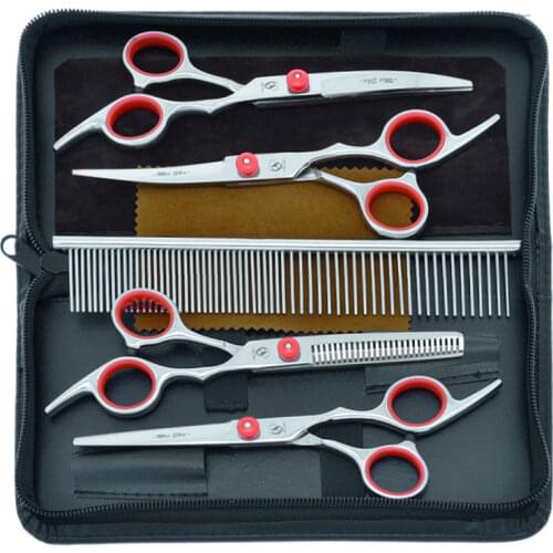 Meisha 6.0" Dog Grooming Scissors Set Stainless Steel Puppy Straight Curved Hair Scissors Thinning Clipper Animal Shears B0001A