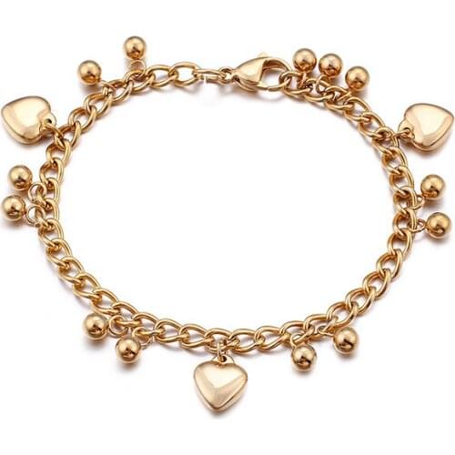 Fashion Korean version of the new titanium steel bracelet small round beads accessories heart-shaped ladies bracelet