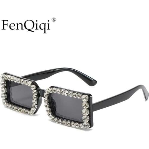 Fashion Vintage Rectangle Sunglasses Diamond Candy Color Rhinestone Wear Glasses lunette de soleil femme