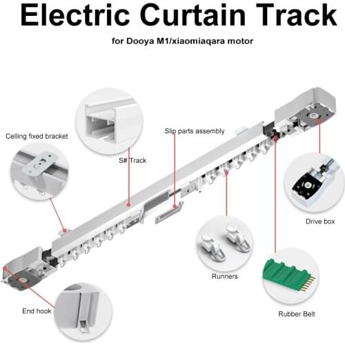 Customizable Super Quite Electric Curtain track for Xiaomi /Dooya M1/ KT82/DT82 motor for smart home curtain rail system
