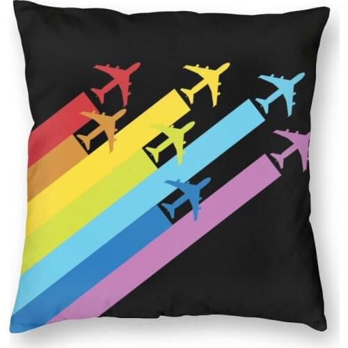 Rainbow Airplanes Chemtrails Throw Pillow Case Home Decorative Square Fighter Pilot Cushion Cover 40x40cm Pillowcover for Sofa