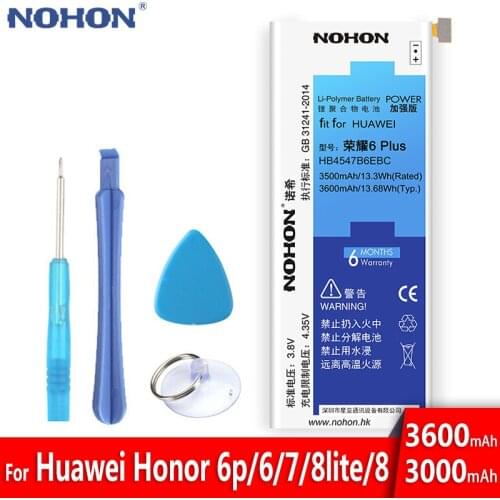 NOHON HB4547B6EBC HB366481ECW For Huawei Honor 6 Plus 7 8 9 P9 P10 Lite Battery Replacement Lithium Polymer Bateria + Free Tools
