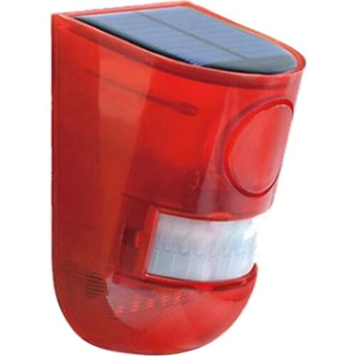 New Solar Infrared Motion Sensor Alarm With 110Db Siren Strobe Light For Home Garden Carage Shed Carvan Security Alarm System