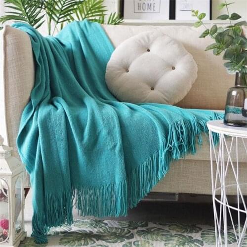 11 Color Solid Knitted Sofa Blanket Decorative Throw Thread Blanket With Tassel For Bed Sofa TV Soft Wall Tapestry Nap Blankets