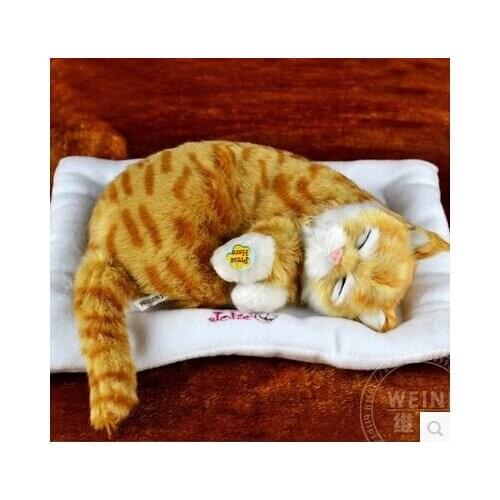 About 30cm simulation cat plush toy Electric breathing purr voice cat birthday gift w9048
