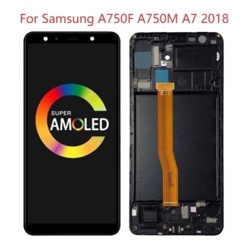 Original 6.0 Inch A750F LCD For Samsung Galaxy A7 2018 A750F/DS Display With Frame SM-A750FN LCD Touch Screen Digitizer Assembly