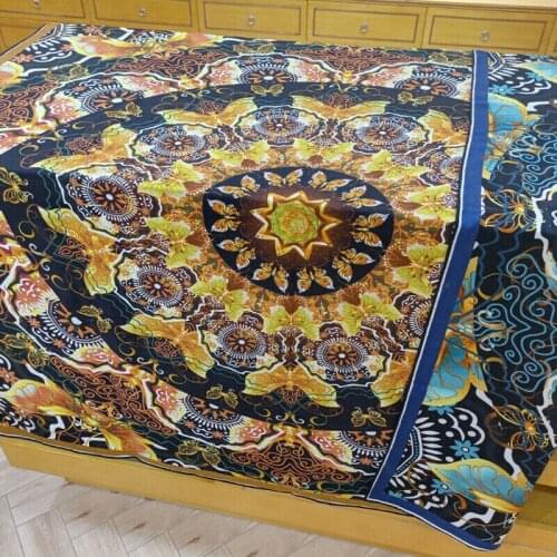 50% Cashmere 50% Silk Scarf Women Vintage Ethnic Tribal Shawl Stole Hijab Double-sided Butterfly Flower Kerchief 135*135cm