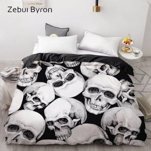 3D HD Print Custom Duvet Cover,Comforter/Quilt/Blanket case Queen/King,Bedding 135/220/240/200x200,Black and white Skull