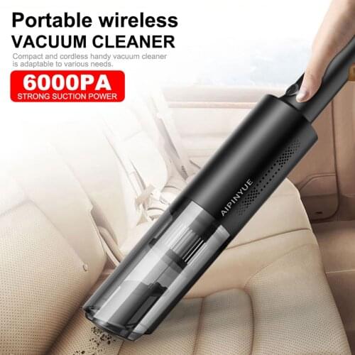 Handheld Wireless Vacuum Powerful Cyclone Suction Rechargeable Car Vacuum Cleaner 6000PA Wet Dry Auto For Car Home Pet Hair