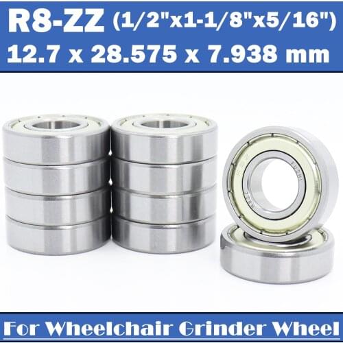 R8ZZ Bearing 12.7x28.575x7.938mm ABEC-1 ( 10 PCS ) Inch Miniature R8 ZZ Ball Bearings