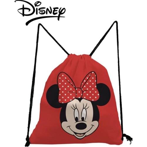 Disney Mickey Minnie Printed Backpack Cartoon Red Child Backpack Girl Reusable Storage Bag Party Swim Travel Drawstring Bags