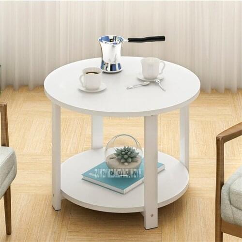 H15 Modern Concise Small Round Table Bedroom Coffee Table Living Room End Table Anti-Skid Mini Side Table Steel Pipe Leg Teapoy