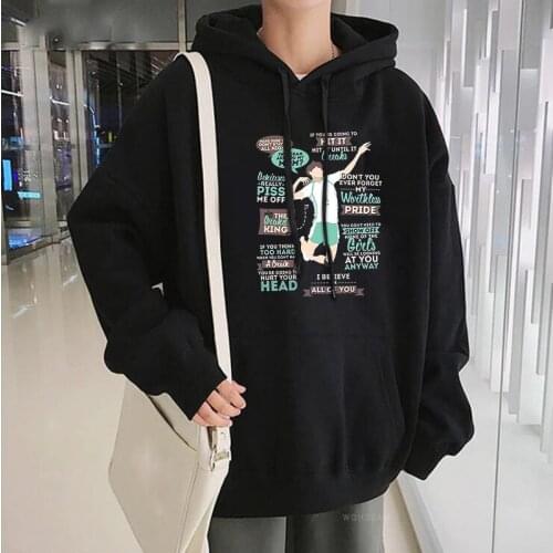 Harajuku Anime Haikyuu The Grand King - Oikawa Tooru Hoodies Funny Cartoon Mens Clothing Unisex Patchwork Winter Sweatshirts