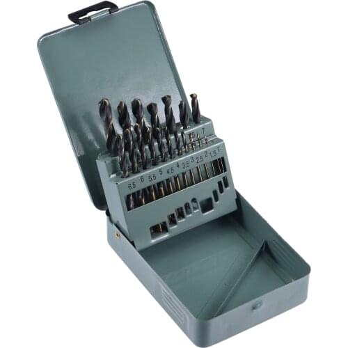 Uxcell High Speed Steel 6542 Cobalt Jobber Twist Drill Bit Set for Stainless Steel Aluminum Alloy Wood 1mm - 10mm 19 Pcs