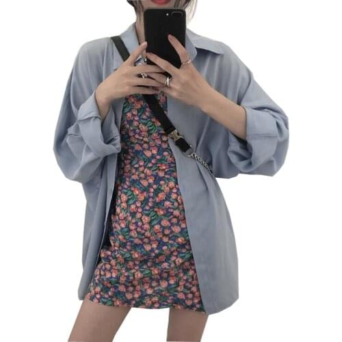 Casual Loose Blouses Shirt 2021 Spring Summer Blouses Shirts Vintage Oversize Buttons Korean Style Office Lady Wild Tops CL863