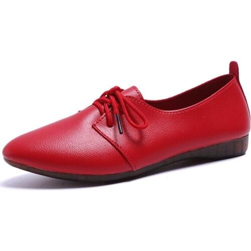 2020 Spring And Autumn New Womens Flat Shoes Shallow Mouth Lace Up High-quality Artificial Leather Fashion Casual Shoes B25-21