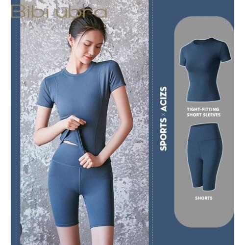 Women Long Sleeve Active Tracksuit Cropped Shirts Sport Suit High Waist Seamless Yoga Set Gym Clothing Tights Fitness Leggings