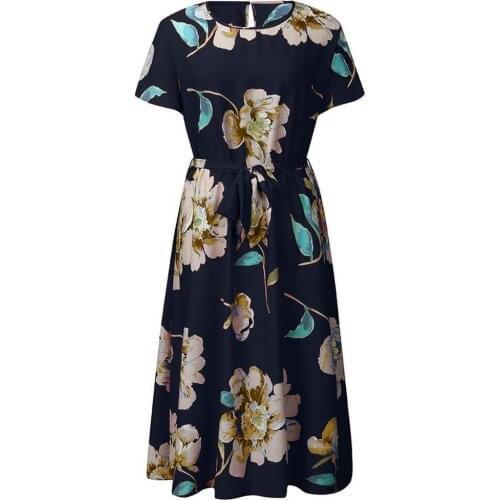 Dress Short Sleeve Good Workmanship O Neck Short Sleeve Women Dress for Work