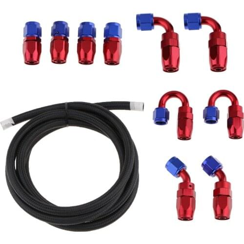 10Ft Nylon Braided Fuel Line with AN6 Hose End Aluminum Fittings Kit