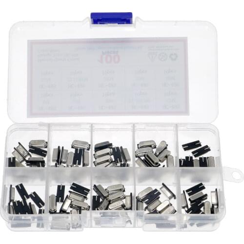 100pcs 10Values HC-49S Quartz Resonator SMD Crystal Oscillator Kit 4MHz 6MHz 8MHz 12MHz 16MHz 24MHz 25MHz 48MHz 2Pin