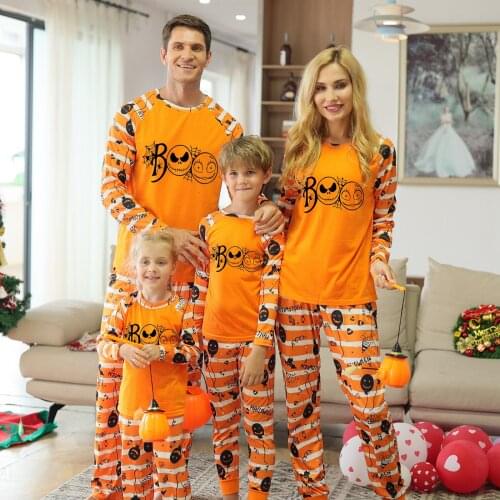 Parent Child Outfit for 2pcs Pajamas Teens Girls Homewear Halloween Baby Boys Pumpkin Sleepwear Autumn Kids Long Sleeved Pyjamas