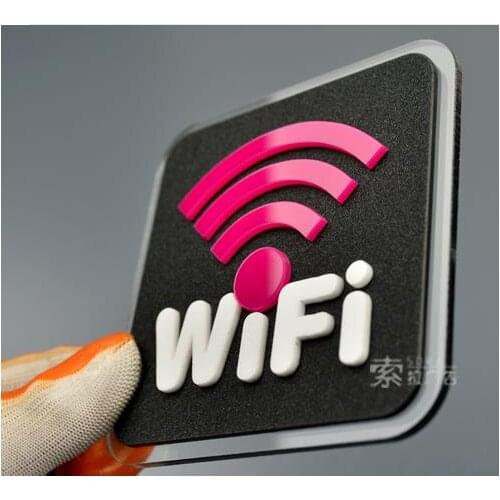 2Pieces/Lot 10x10cm WIFI Account Password Acrylic Sign Wireless Network Sign Wall Sticker (back with gum)