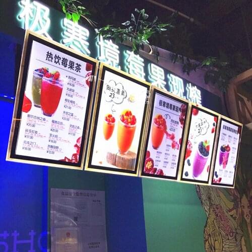 5PCS A2 Black Border Acrylic Frame LED Illuminated Menu Panels,Restaurant Menu Lightbox for Fast Food Store