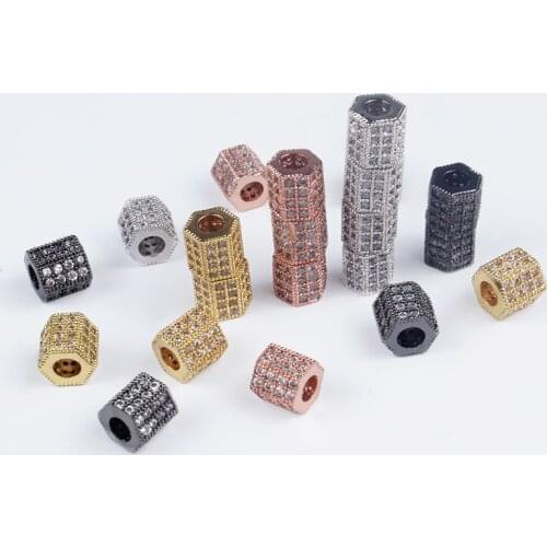 5Pcs/Lot Diy Bracelet Necklace Beads Jewelry Making 4 Colors Micro Pave Copper Cubic Zirconia Jewelry Accessories