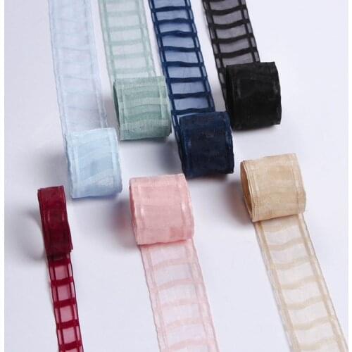 5 yards Striped Checkered Gauze Organza Ribbon DIY Bow Hair Accessories Clothing Decoration Trim Gift Bouquet Packaging Material