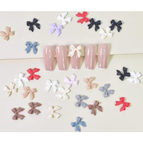 50Pcs Nail Art 3D Bows Kawaii Butterfly Bow-knot Nail Art Stud Rhinestones Crystal, 3D Bow-knot Aurora Colorful Nail Charms ,i88