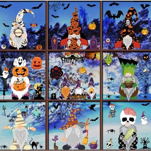 81 Pieces Double Side Window Clings Sticker Halloween Party Removable Scary Cartoon Decals Home Shop Art Festival Decoration