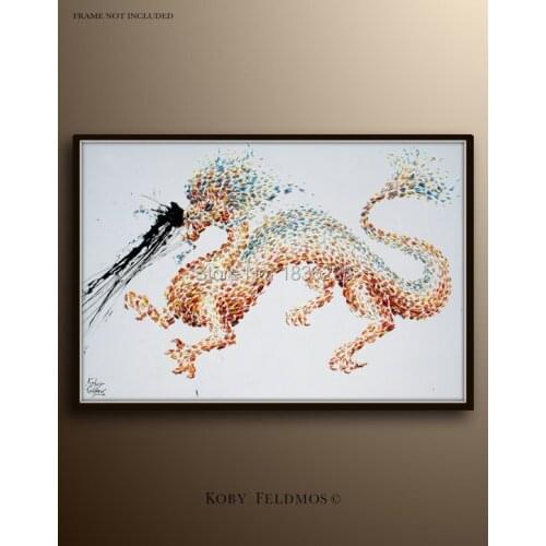 Handmade Abstract Wall Art Modern running animal Abstract Decor Loong Animal Oil Painting On Canvas For Living Room Decor