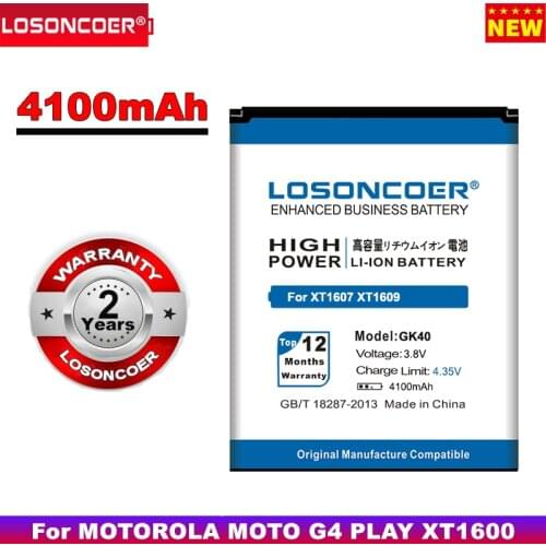 LOSONCOER GK40 Battery 4100mAh SNN5976A M0T1609BAT for MOTOROLA MOTO G4 PLAY XT1600 XT1607 XT1609 XT1676,XT1677,XT1700,XT1750