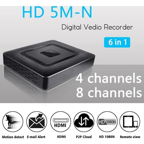 AOUERTK DVR 6 in 1 Digital Video Recorder 4CH 8CH Motion Detection Onvif Security CCTV IP Camera Surveillance Recorder MINI DVR