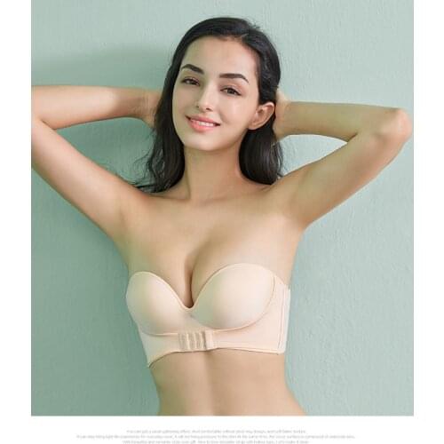Bra Without Straps, Front Buckle Gathers Non-slip, Invisible Bra Ladies