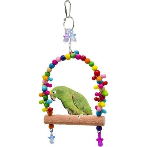 1 Piece Colorful Bird Toy Creative Parrot Chew Toy Parakeet Macaw Cage Hanging Toys Bird Swing Perch Supplies Accessories