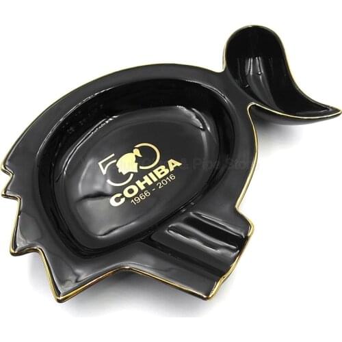 COHIBA 50th Anniversary Edition Fine Ceramic Porcelain Classic Cigarette Cigar Ashtray One Slot For Home Smoking Tool W/Gift Box