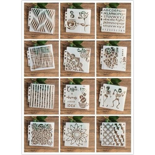 CraftArtGo DIY Skull flower Stencils Painting Scrapbook Coloring Cake decorating sugar powder sieve printing mold printing table