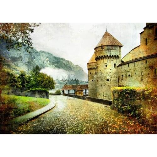 Road Castle Grass Photographic Backdrop for Photograph Accessories Child Kids Cloth Printed Photographic Background Photo Studio