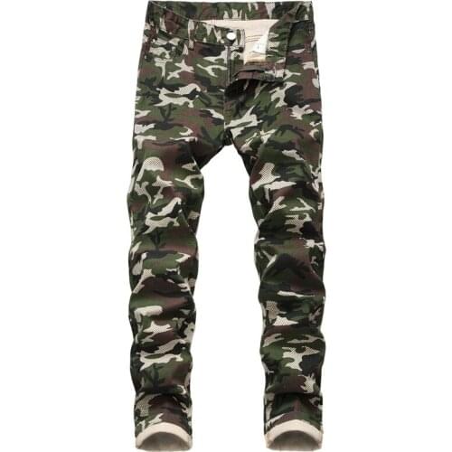 Jeans Men 2020 New Mens Camouflage Jeans Mens Slim Fit Army Green Print Casual Pants More Sizes 28-40 42