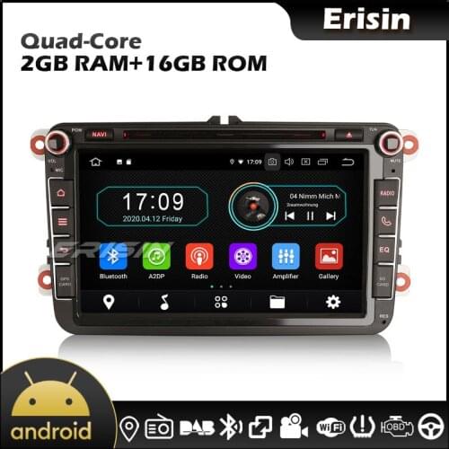 Erisin 5985 8" Android 10.0 DAB CarPlay GPS Autoradio for Golf Jetta Passat Polo Sharan Touran Tiguan T5 Transporter Seat Skoda
