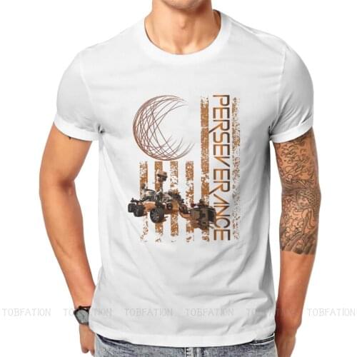 USA Flag Hip Hop TShirt Mars 2020 Perseverance Rover Exploration Creative Tops Casual T Shirt Men Tee Unique Gift Clothes