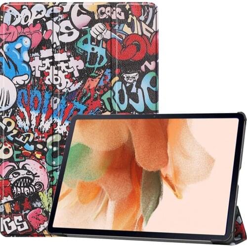 Colorful Painting Smart Tablet Cover Case For Samsung Galaxy Tab S7 FE SM-T730 SM-T736 Shockproof Leather Stand Flip Cover