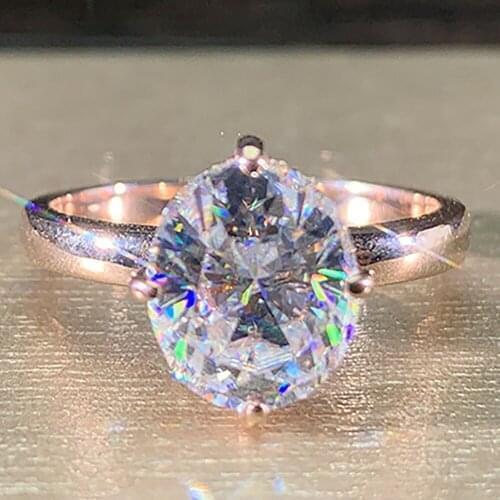14K AU585 Rose Gold Women Wedding Anniversary Engagement Party Ring 1 2 3 4 5 Carat Oval Moissanite Diamond Ring Classic Trendy