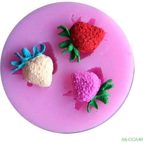 1pcs Lovely Strawberry Fondant Mold Food Grade Silicone Cake Mold Sugarcraft Gum Paste Decoration Mold kitchen accessories