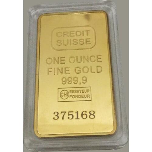 50*28MM Replica 24ct Gold Plated CREDIT Layered Bullion Bar Switzerland Credit Bullion Bar Modern Art Commemorative Coin Collect